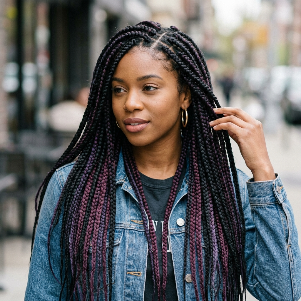 Purple Accent Box Braids