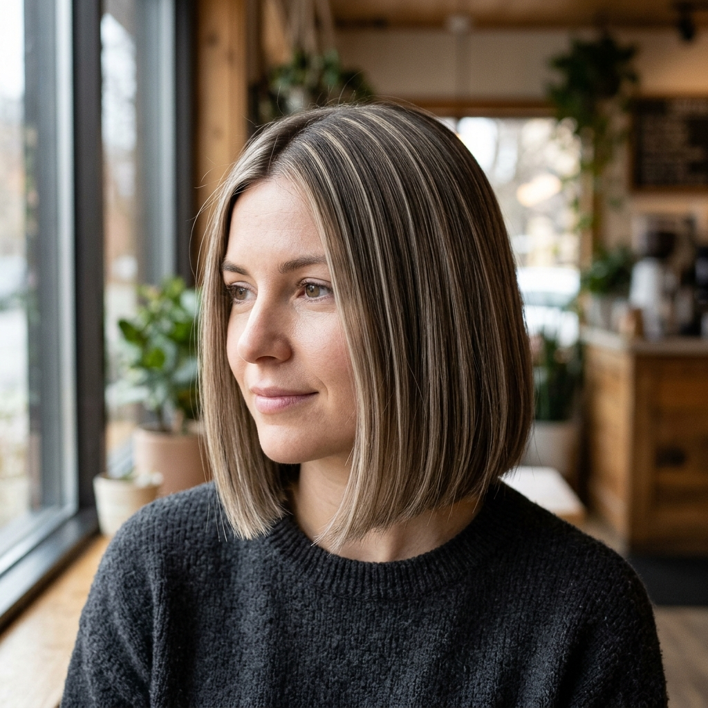 Ribbon-Highlight Chin Bob