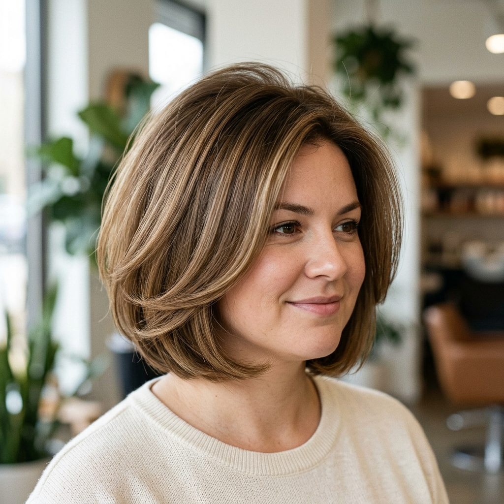 Round Brush Blowout Bob With Crown Lift