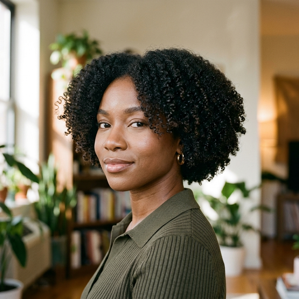 Rounded Tapered Coily Bob