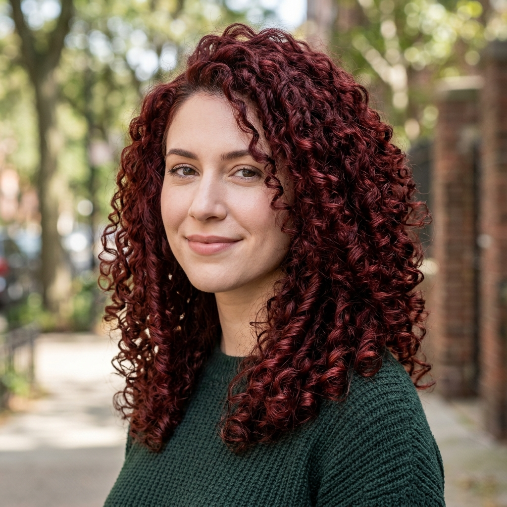 Ruby Auburn Shoulder-Length Spiral Curls