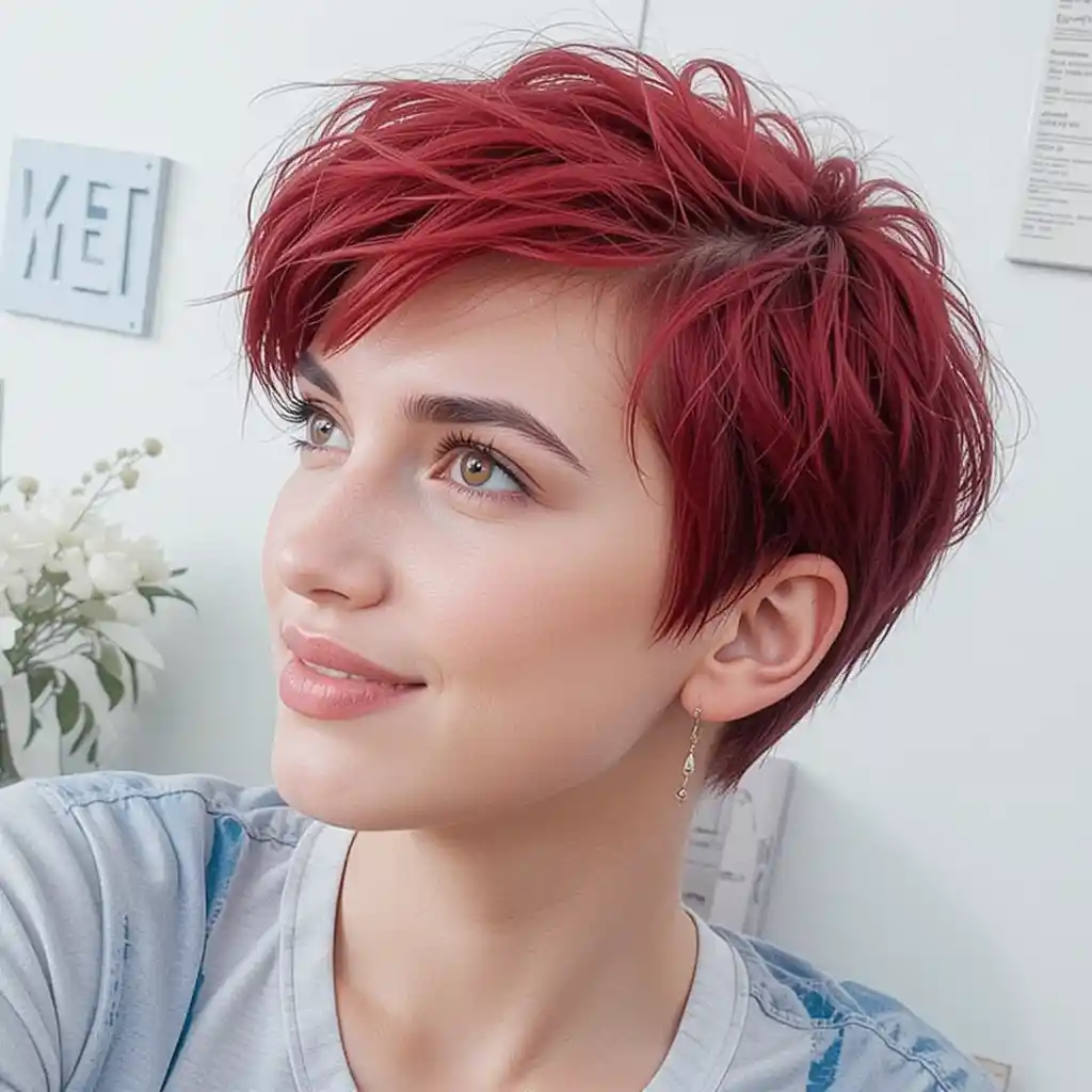 Scarlet Red Pixie Cut