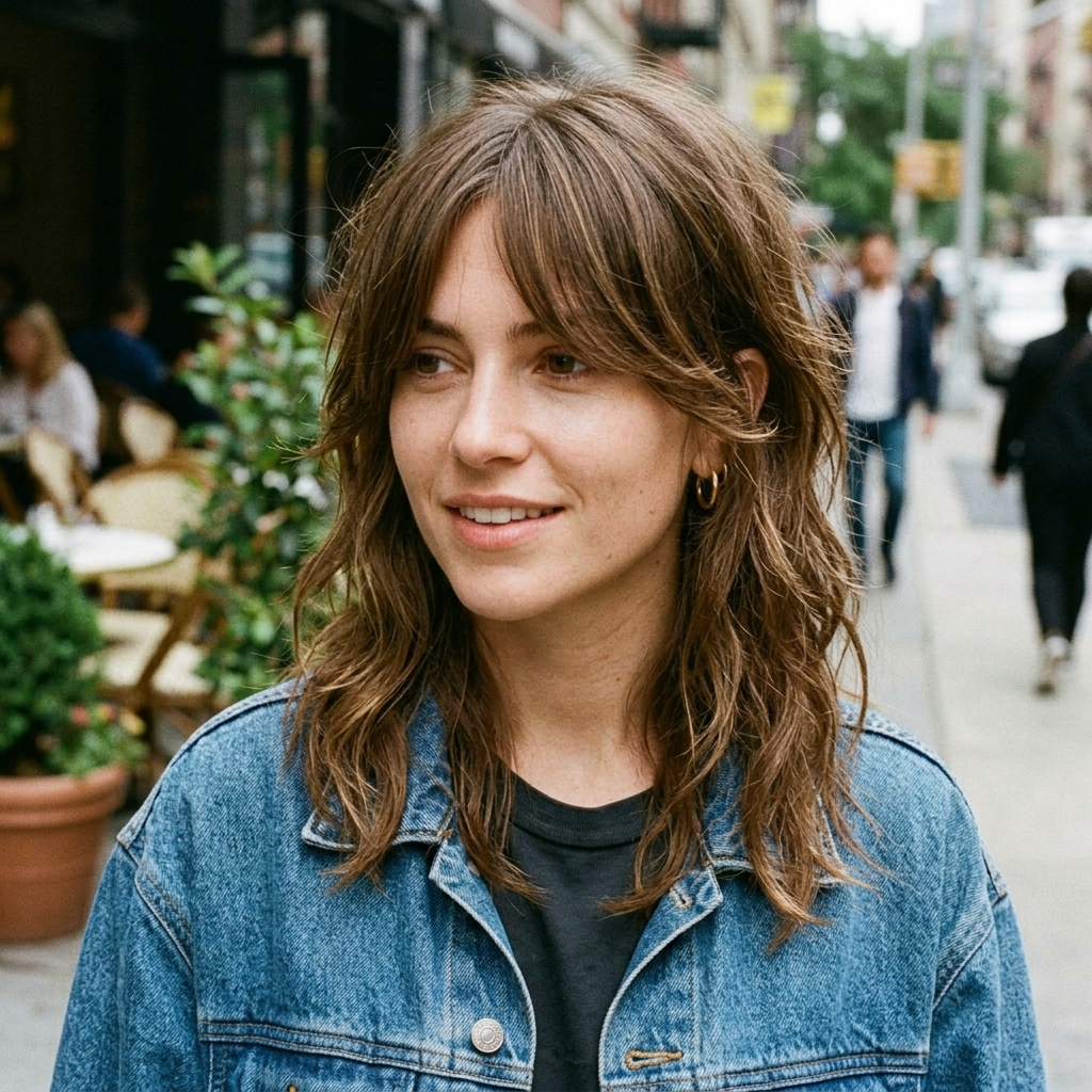 Shag with Grown Out Curtain Bangs