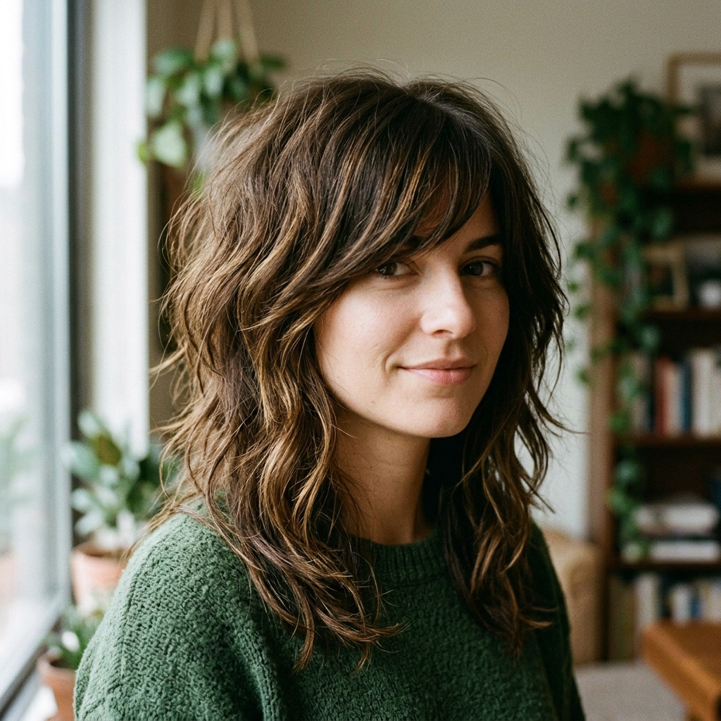 Shag with Long Side-Swept Fringe