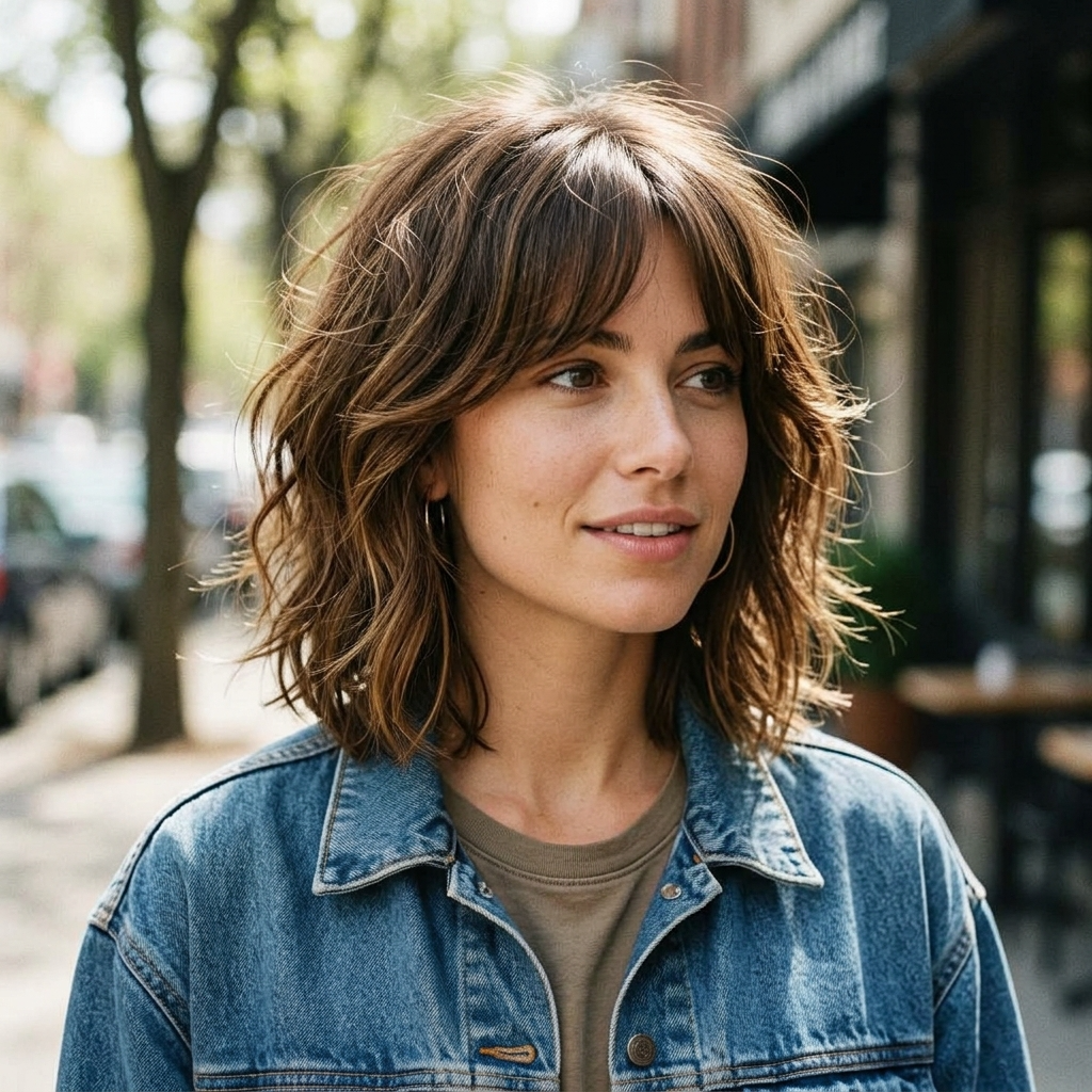 Shaggy Bob with Curtain Bangs