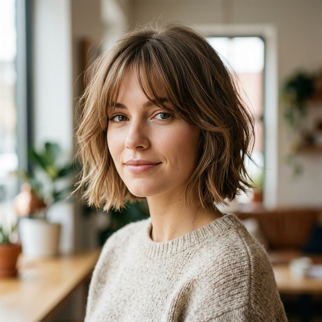 Short Bob with Curtain Bangs
