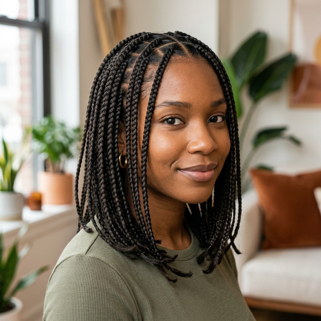 Short Knotless-Style Box Braids