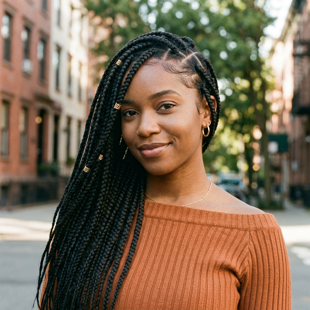 Side Parted Box Braids
