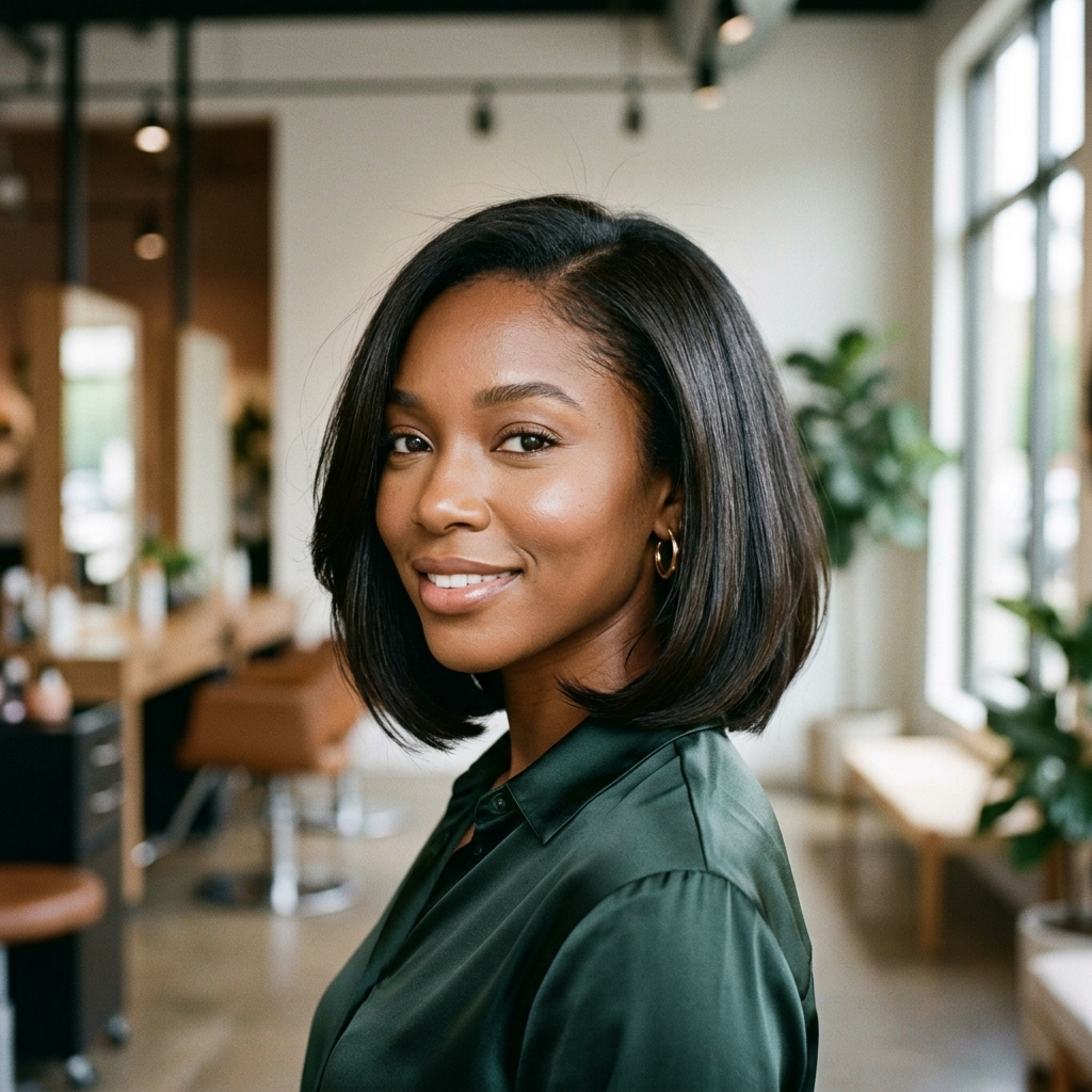 Silk Press Chin Bob
