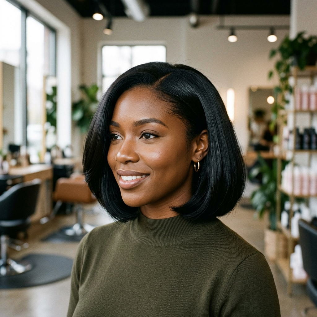 Silk Press Chin Bob