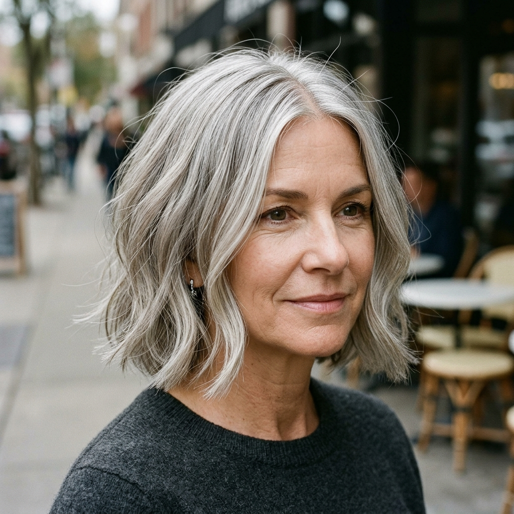 Silver Blonde Bob with Face-Framing Babylights