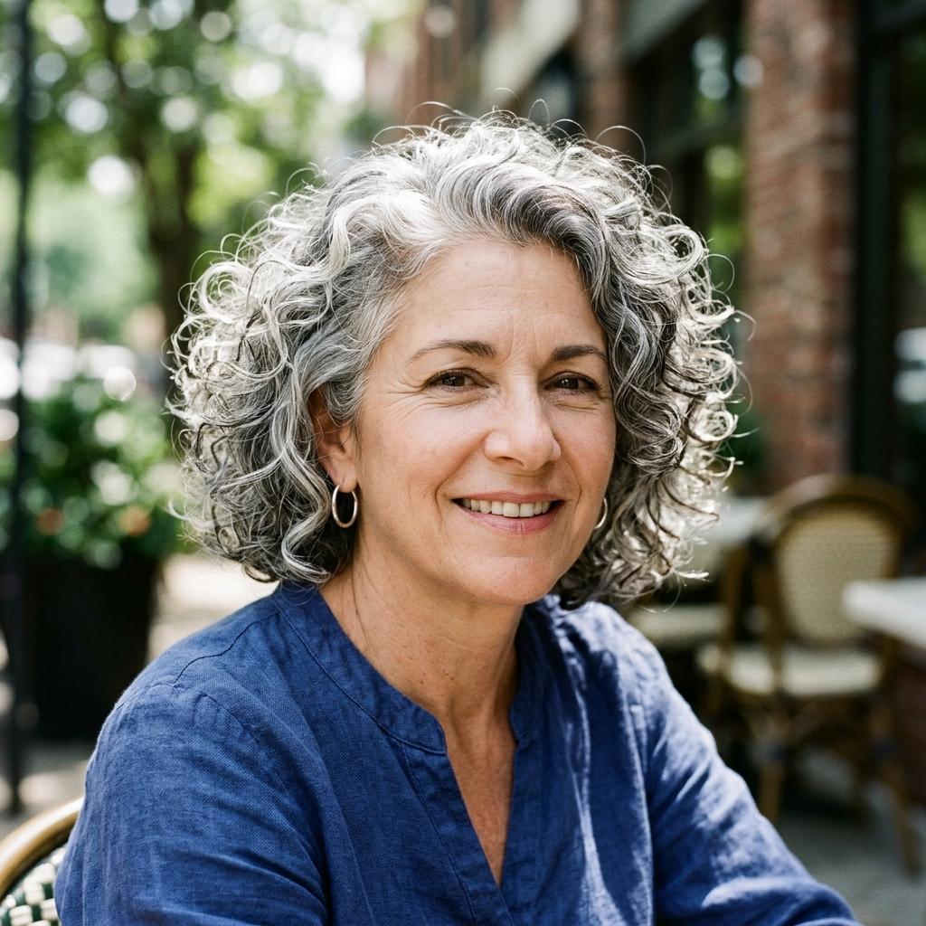 Silver Curly Bob
