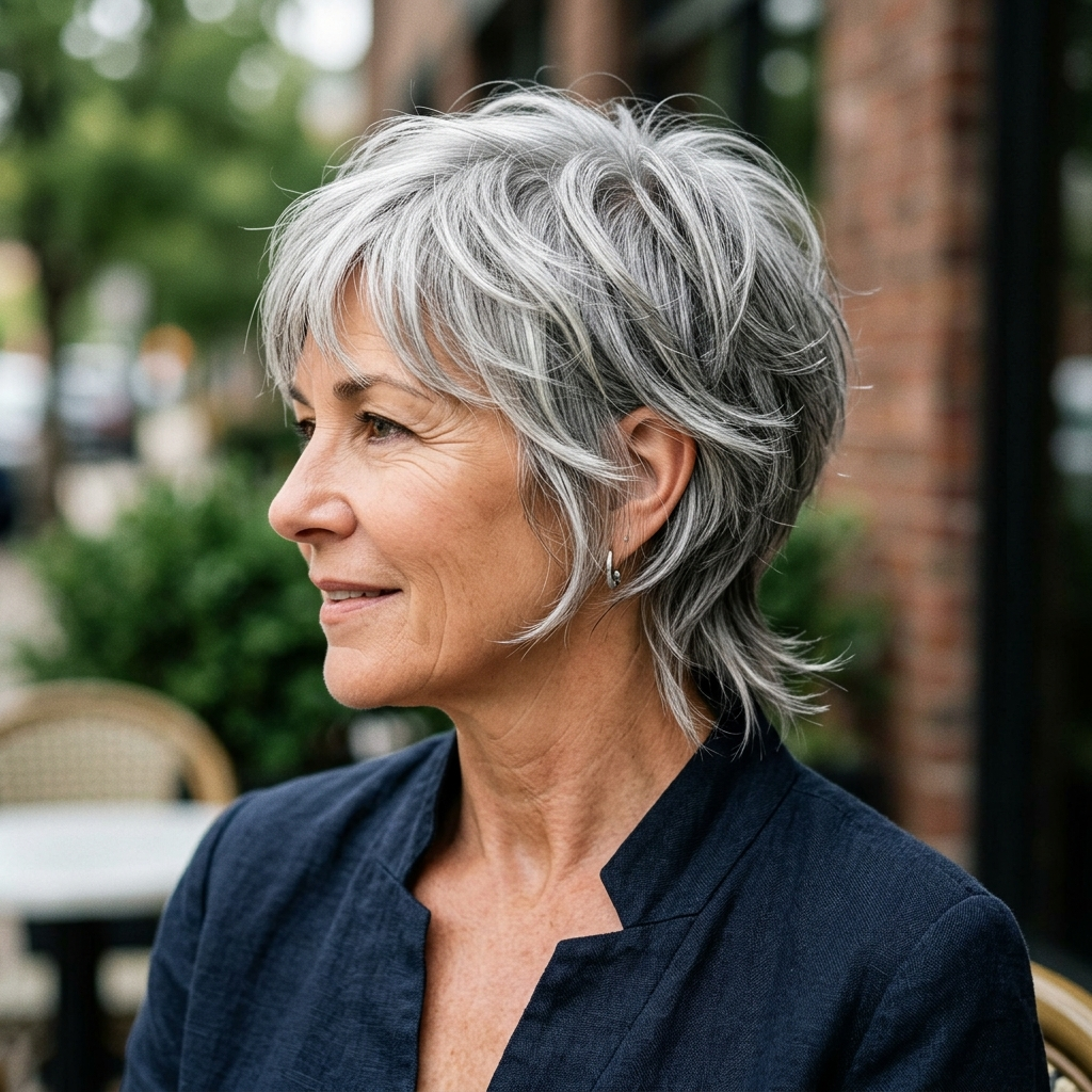 Silver Micro-Shag with Wispy Nape