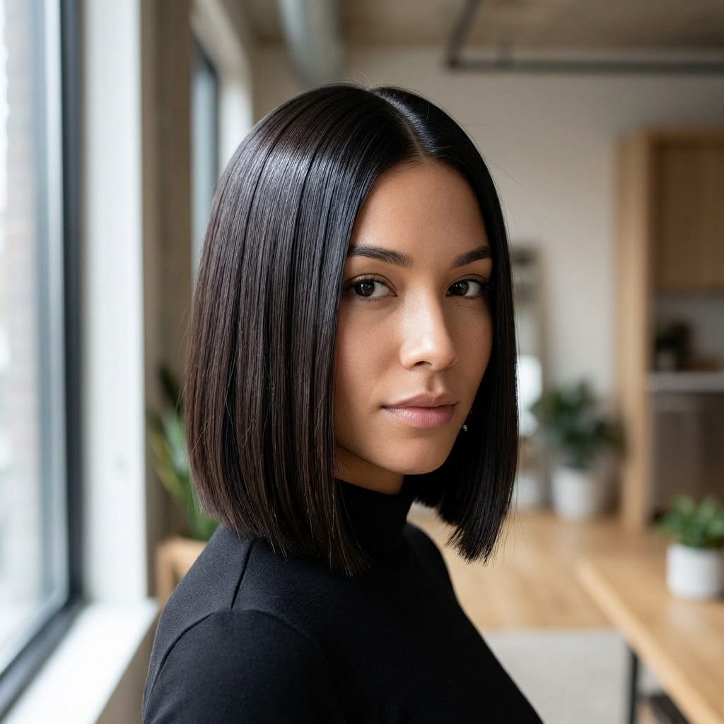 Sleek Center Part Glass Bob