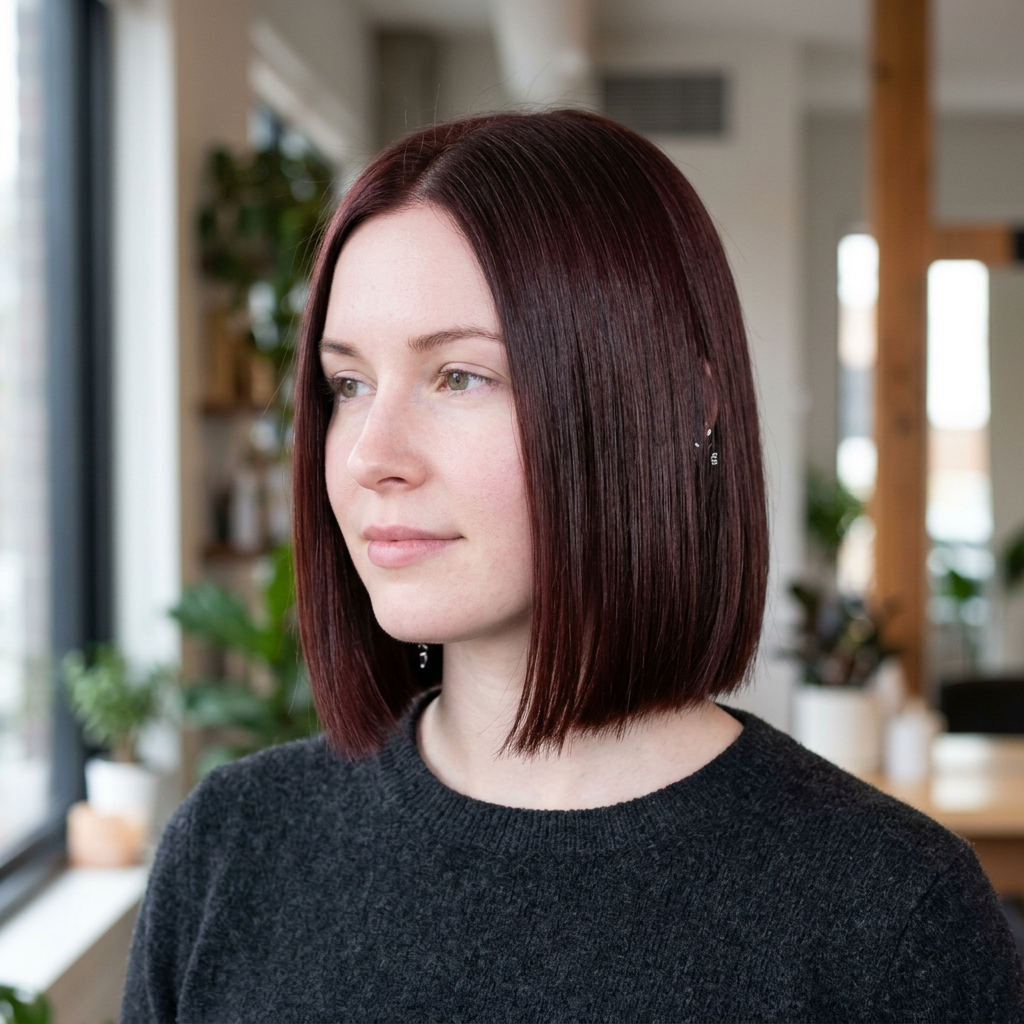 Sleek Mahogany Auburn Bob