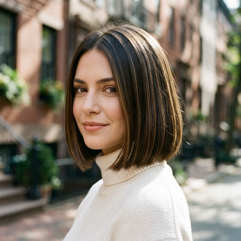 Sleek Short Bob with Subtle Highlights