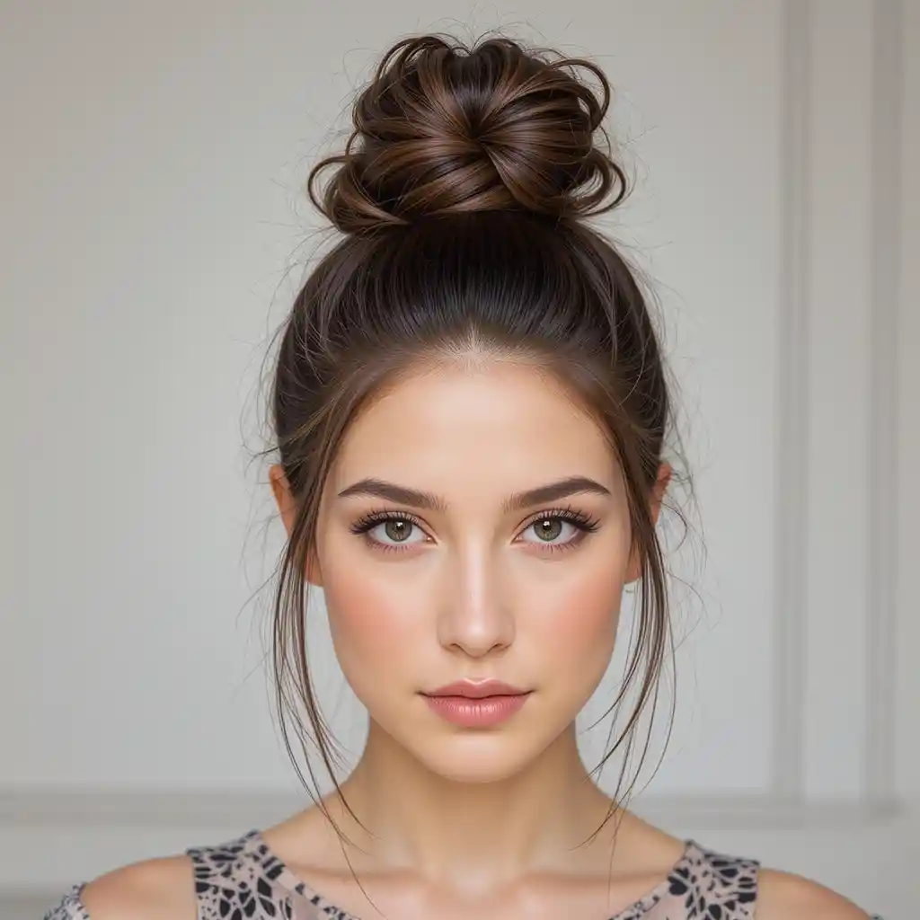 Sleek Top Knot with Loose Strands