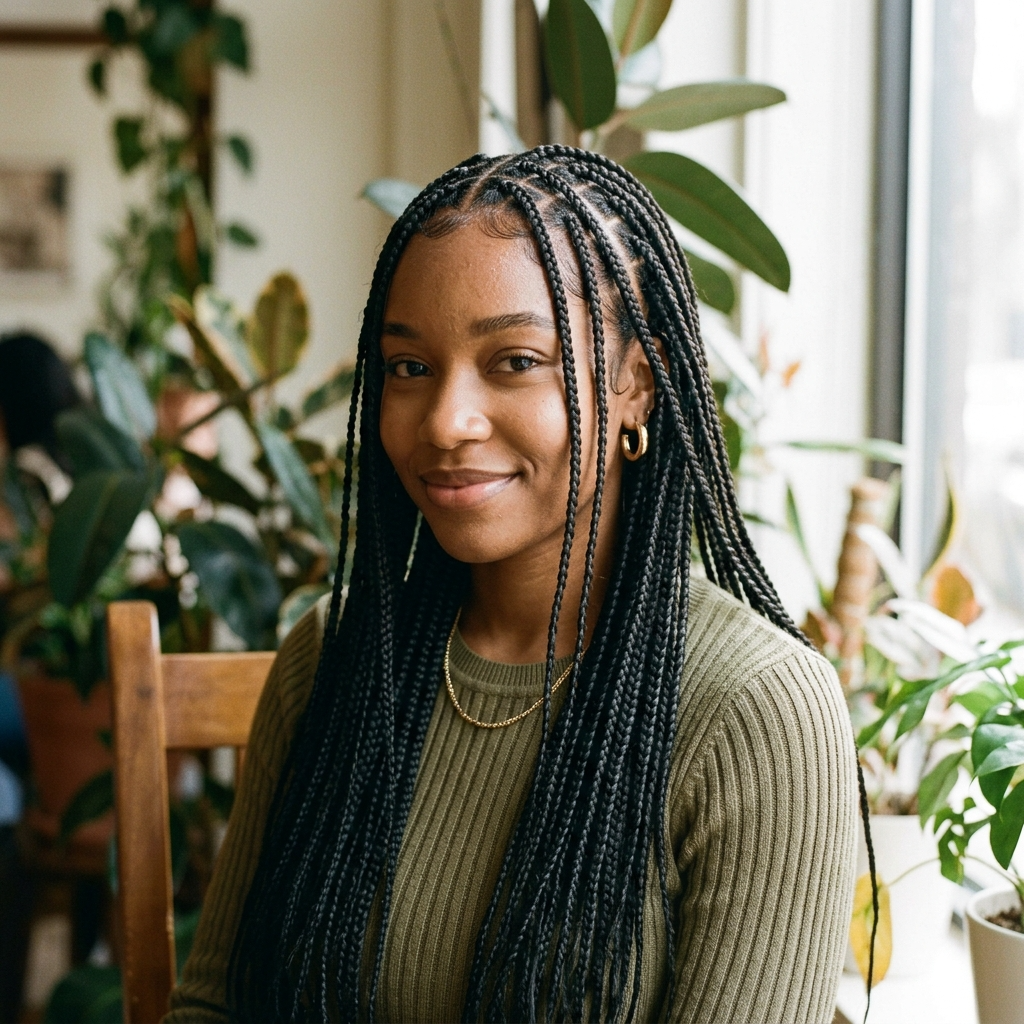 Small Box Braids With Face-Framing Pieces