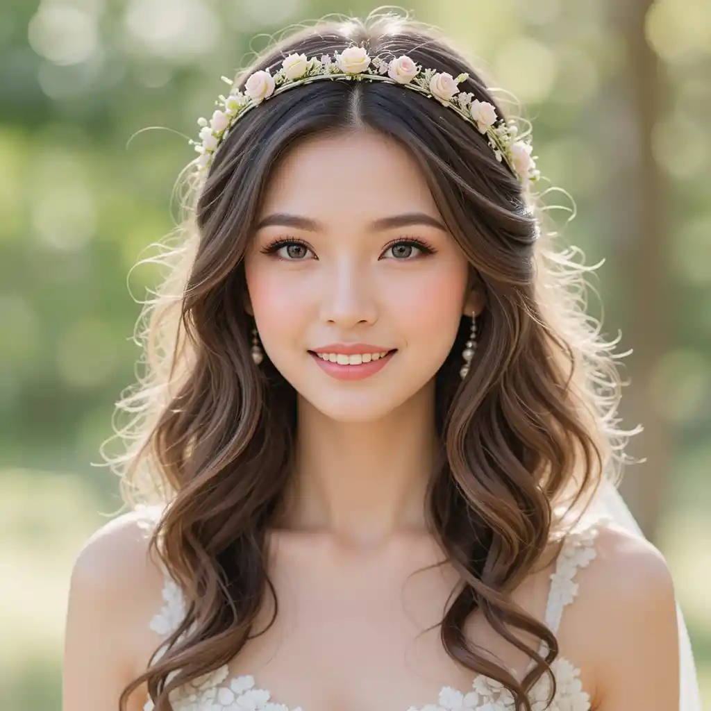 Soft Curls with Floral Headband