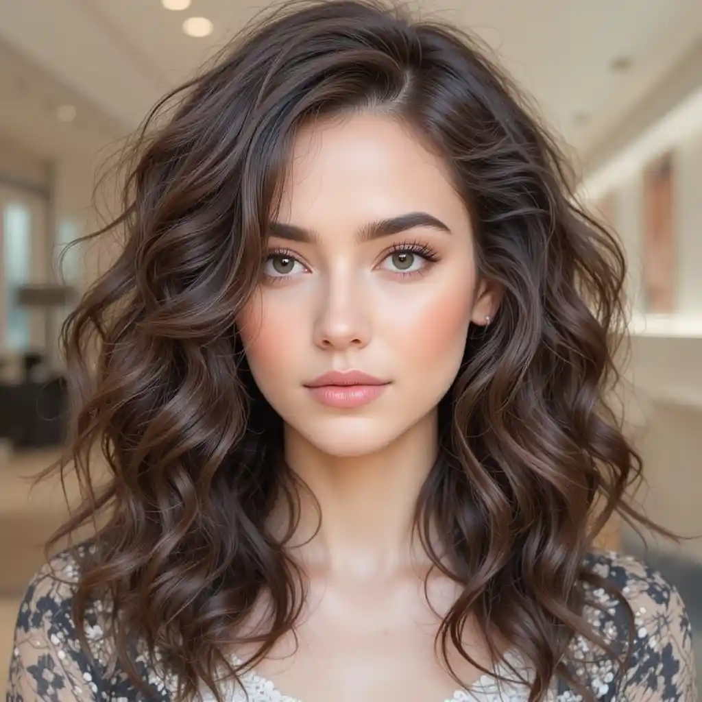 Soft Curls with a Deep Side Part