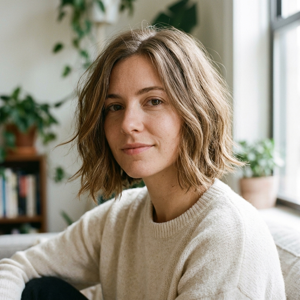Soft Tousled Chin Bob with Invisible Layers
