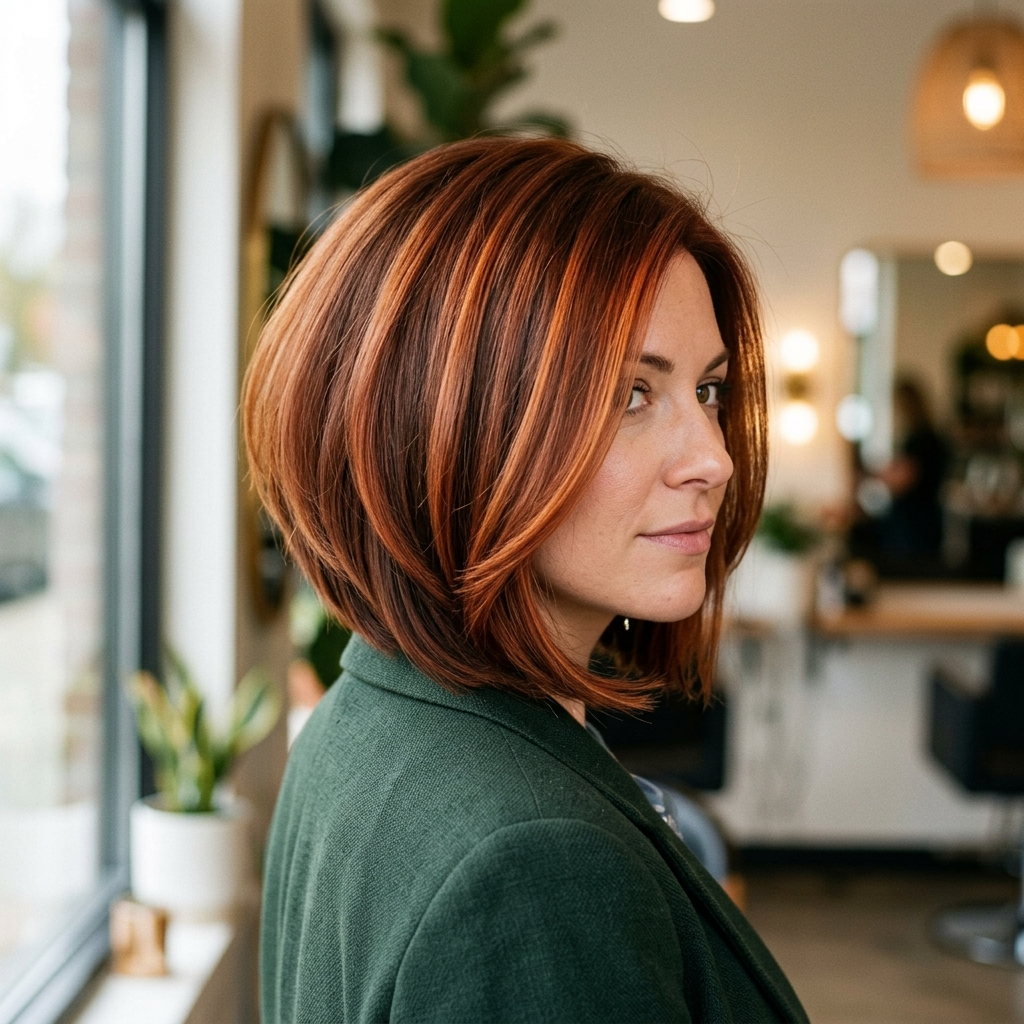 Spiced Auburn A-Line Bob With Dimensional Lowlights