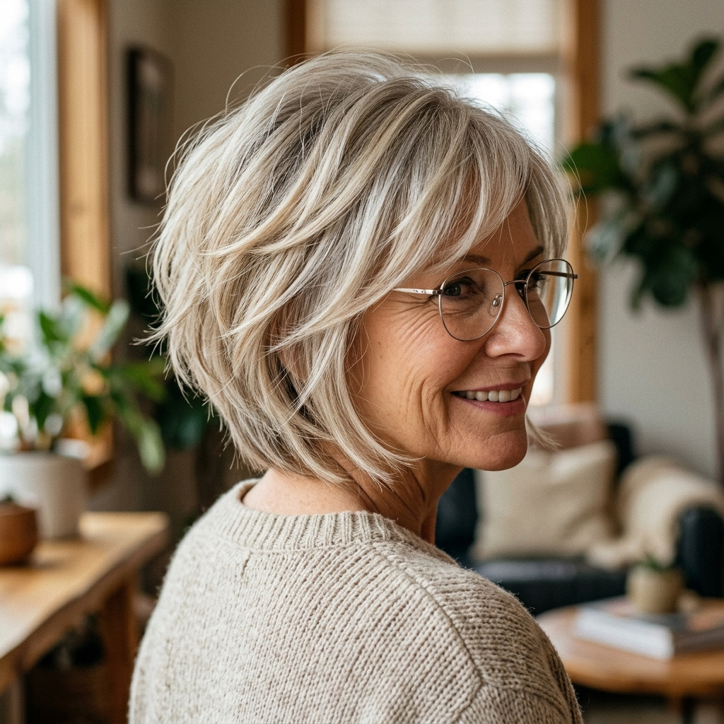 Stacked Shag Bob for Fine Hair