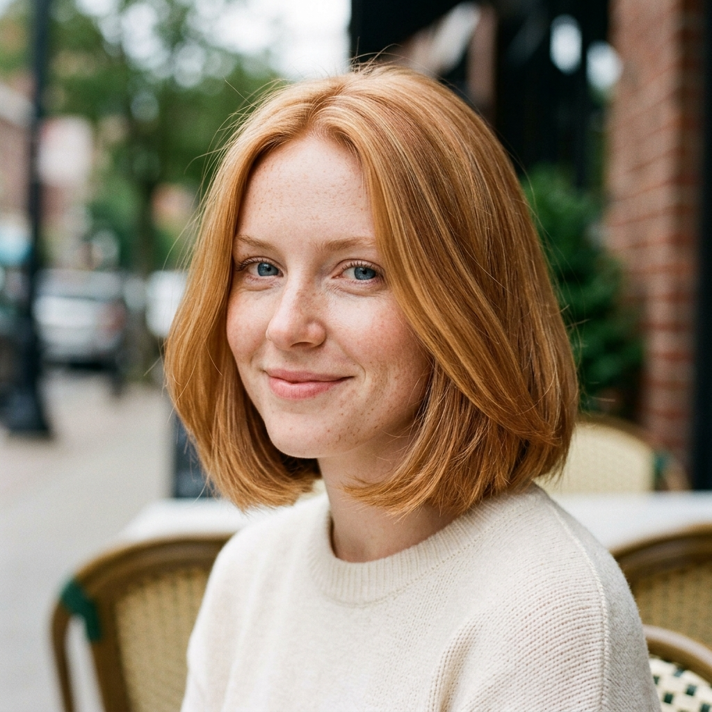 Strawberry Auburn Chin-Length Bob