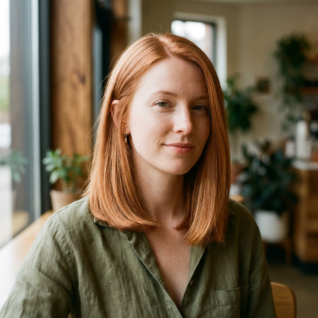 Strawberry Auburn Lob for Fine, Straight Hair