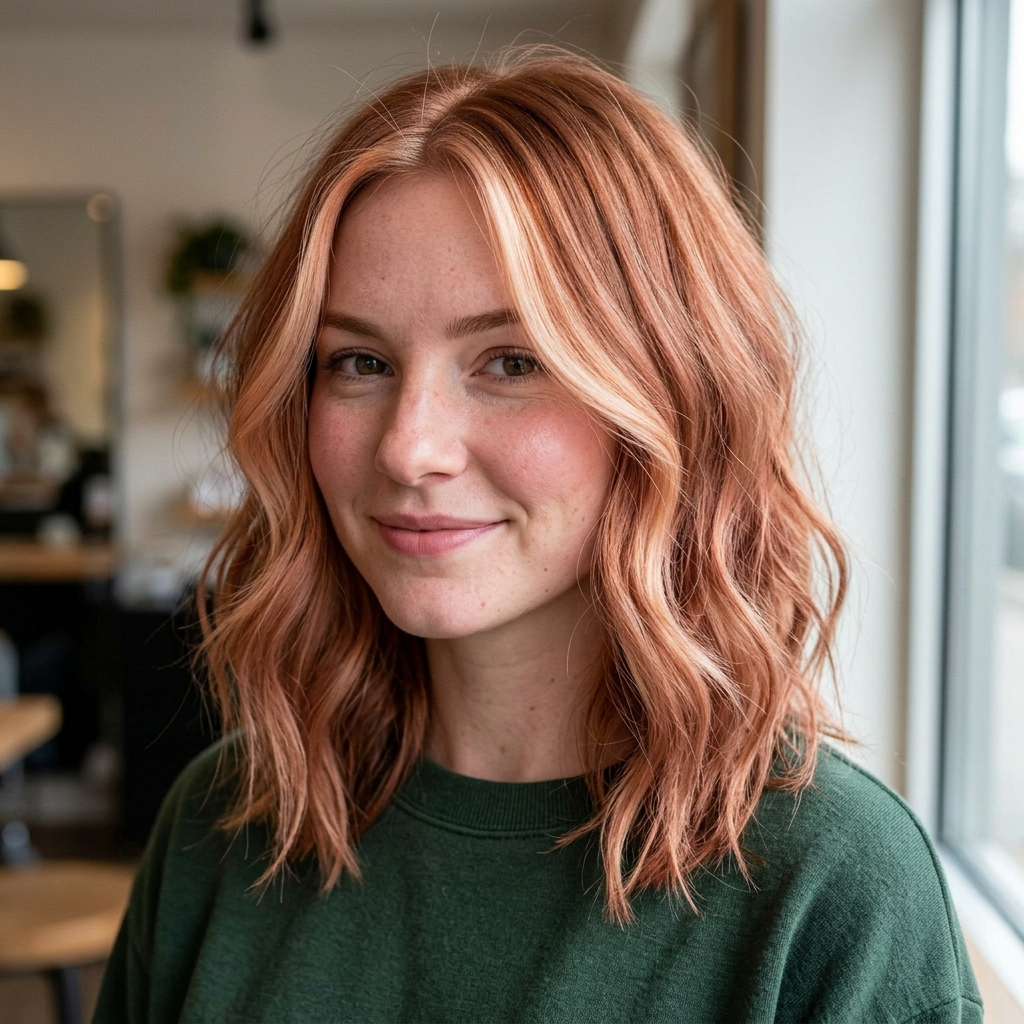 Strawberry Auburn Money Piece on a Lob