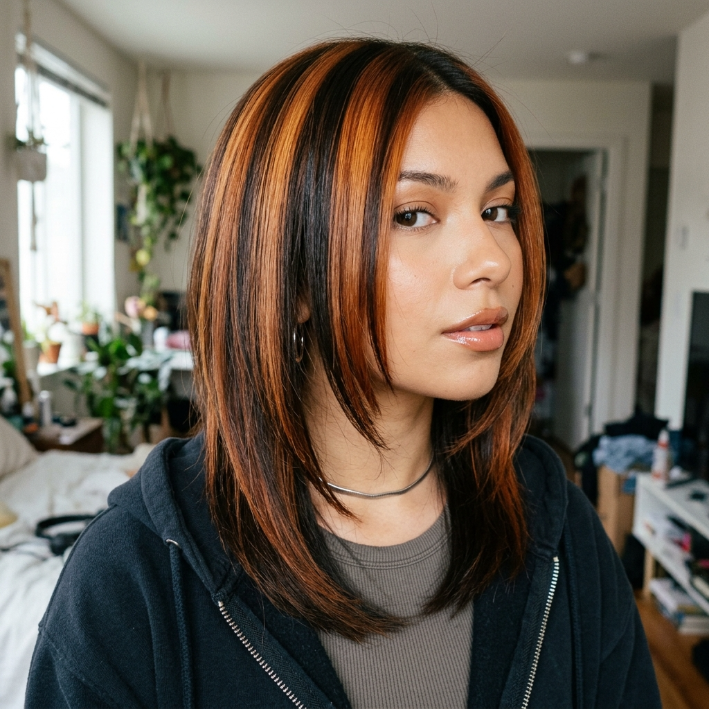 Two-Tone Chunky Auburn Highlights