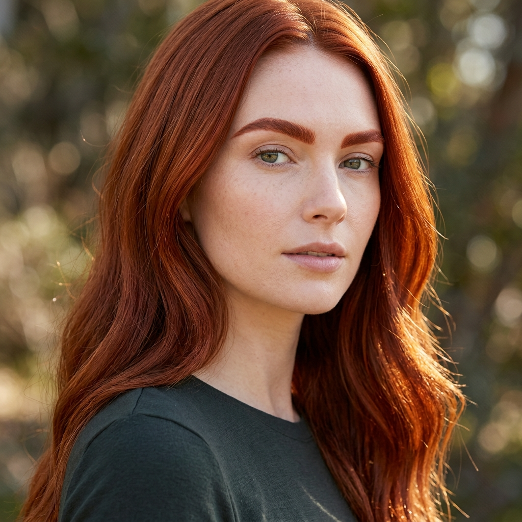 Vivid Copper Auburn With Fully Matched Auburn Brows