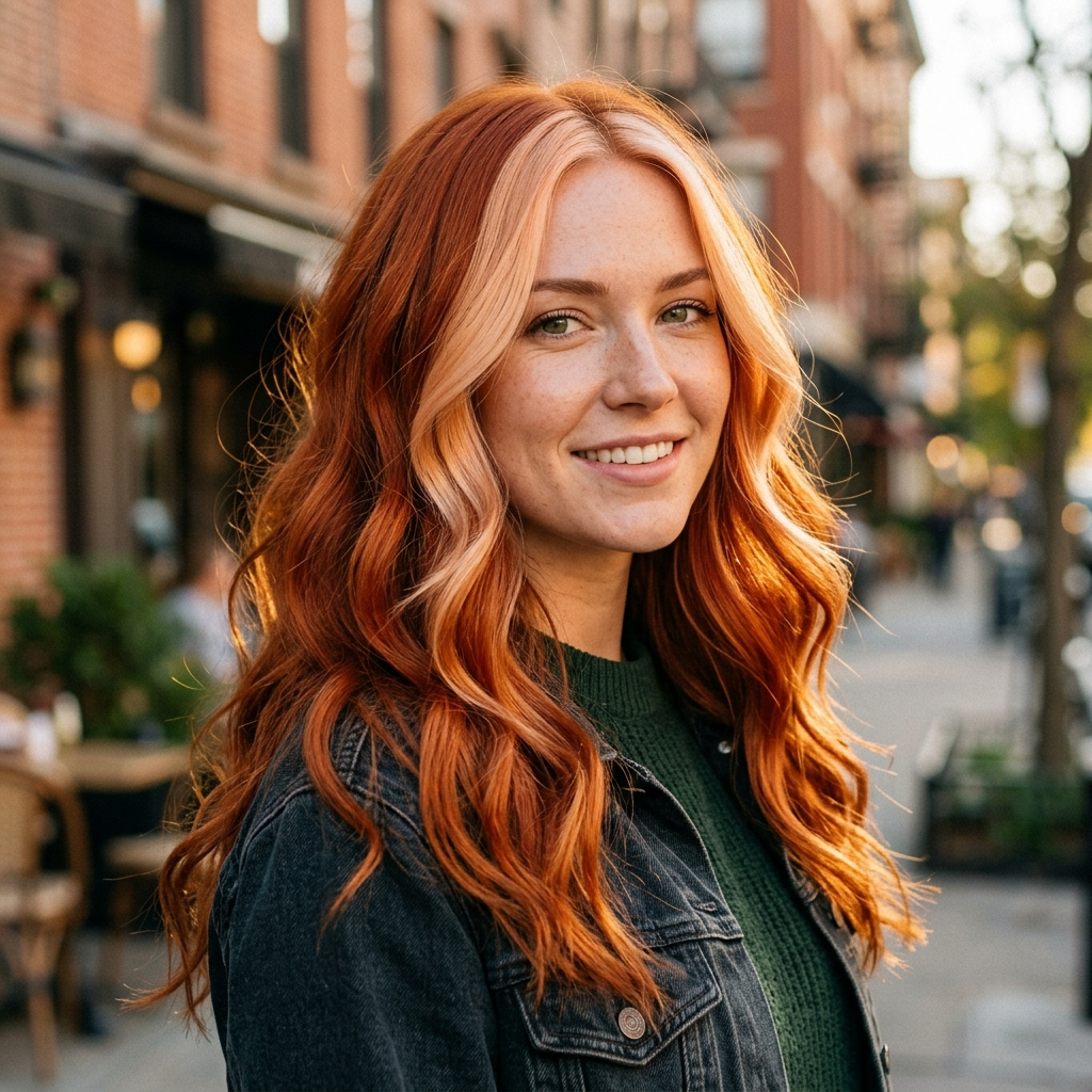 Vivid Copper Auburn With Strawberry Blonde Face Frame