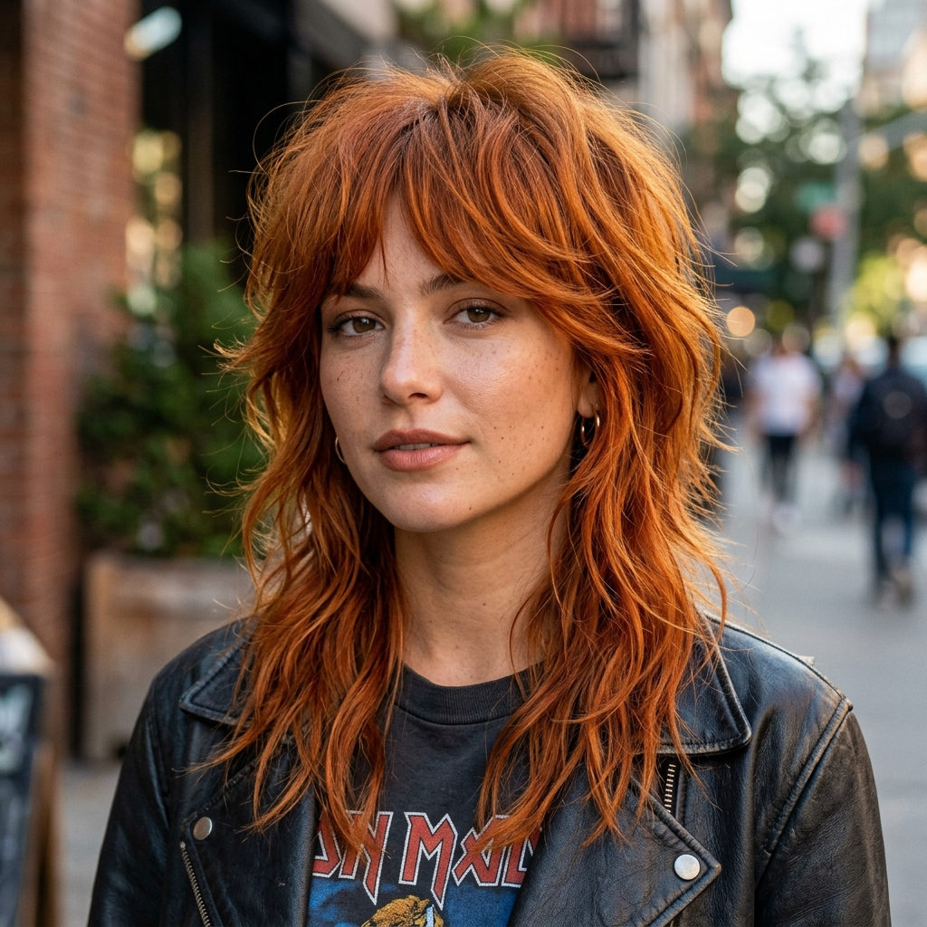 Vivid Copper Auburn Wolf Cut