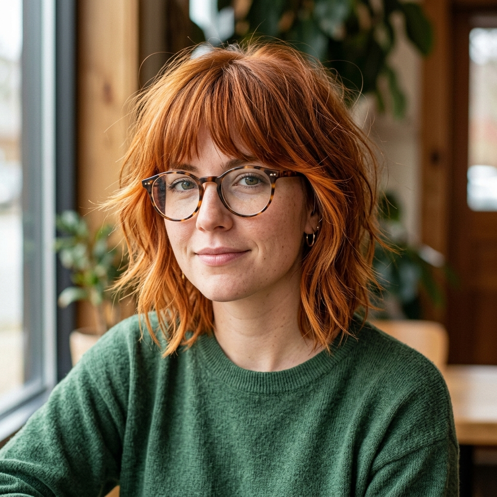Warm Copper Shag with Face-Framing Pieces