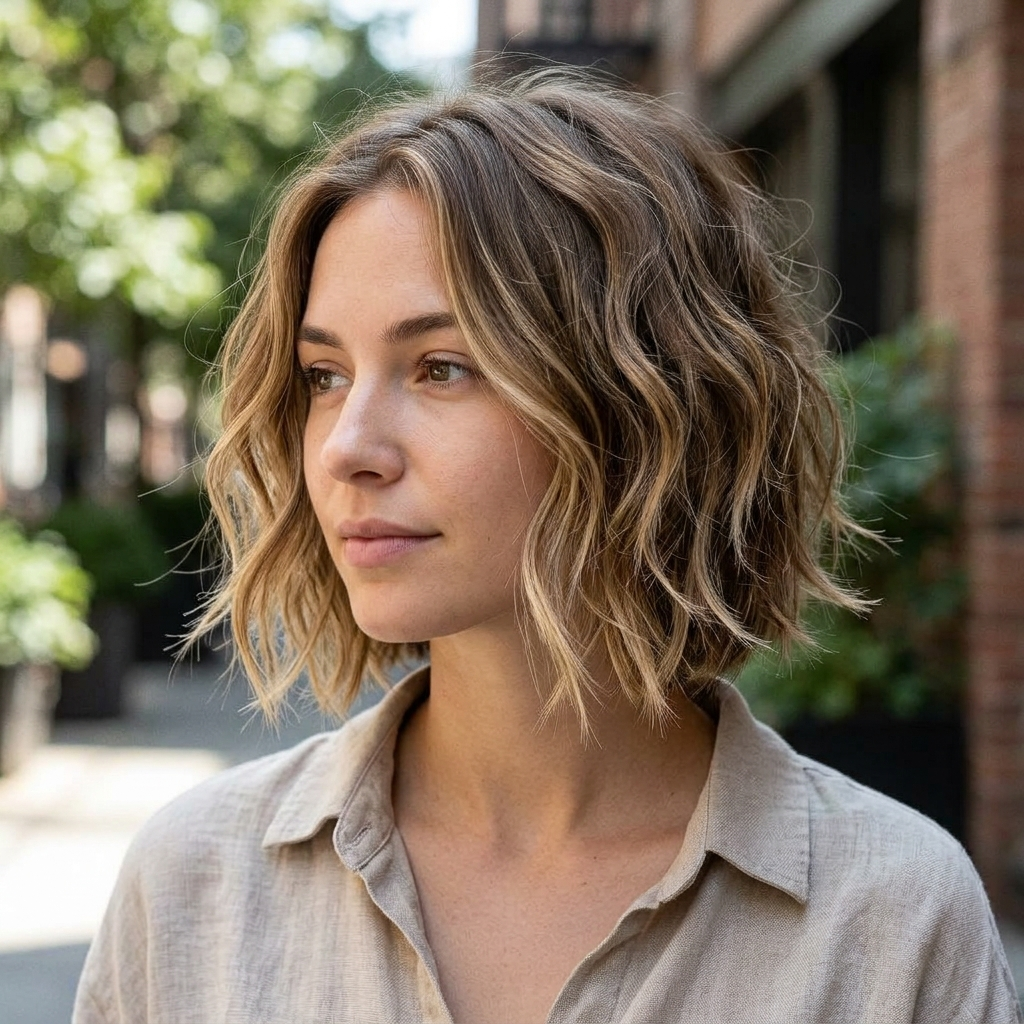 Wavy Chin Bob with Shattered Ends