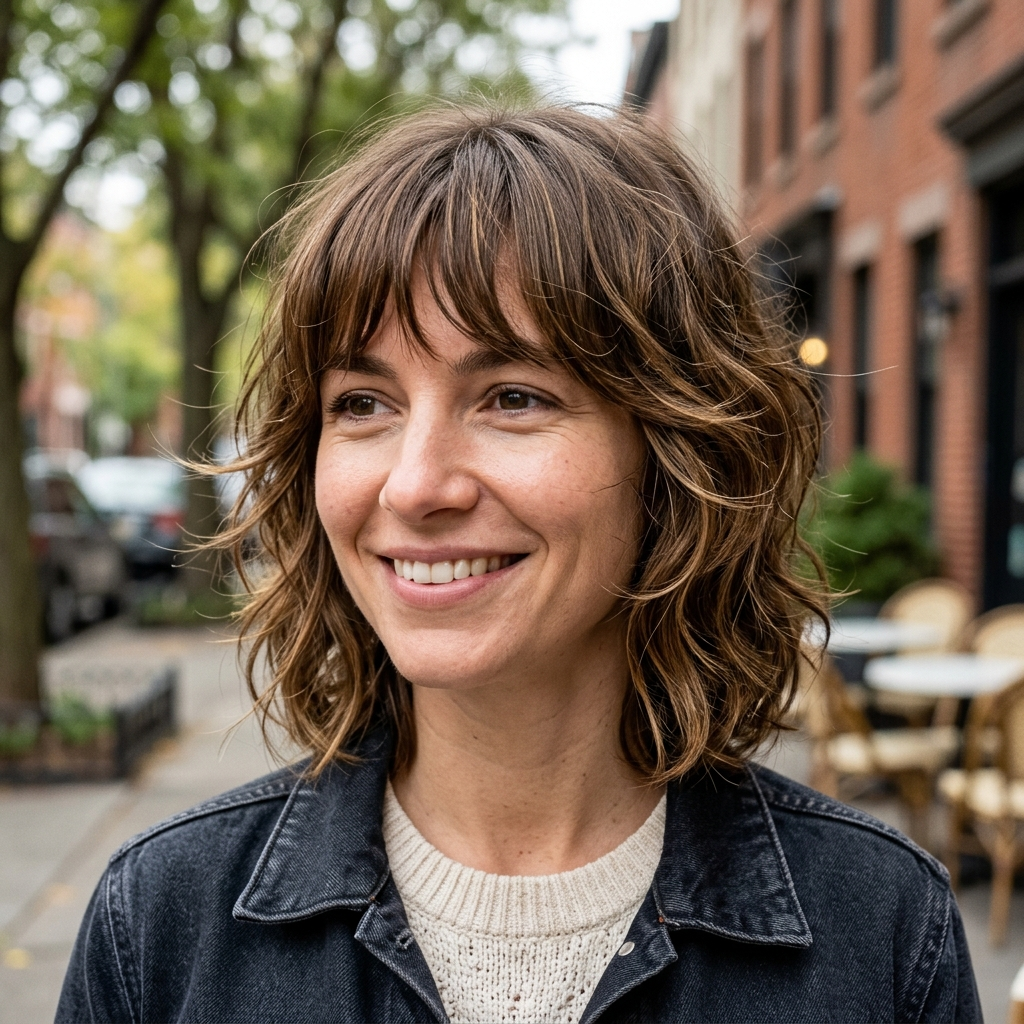 Wavy Chin Shag with Face-Framing Layers
