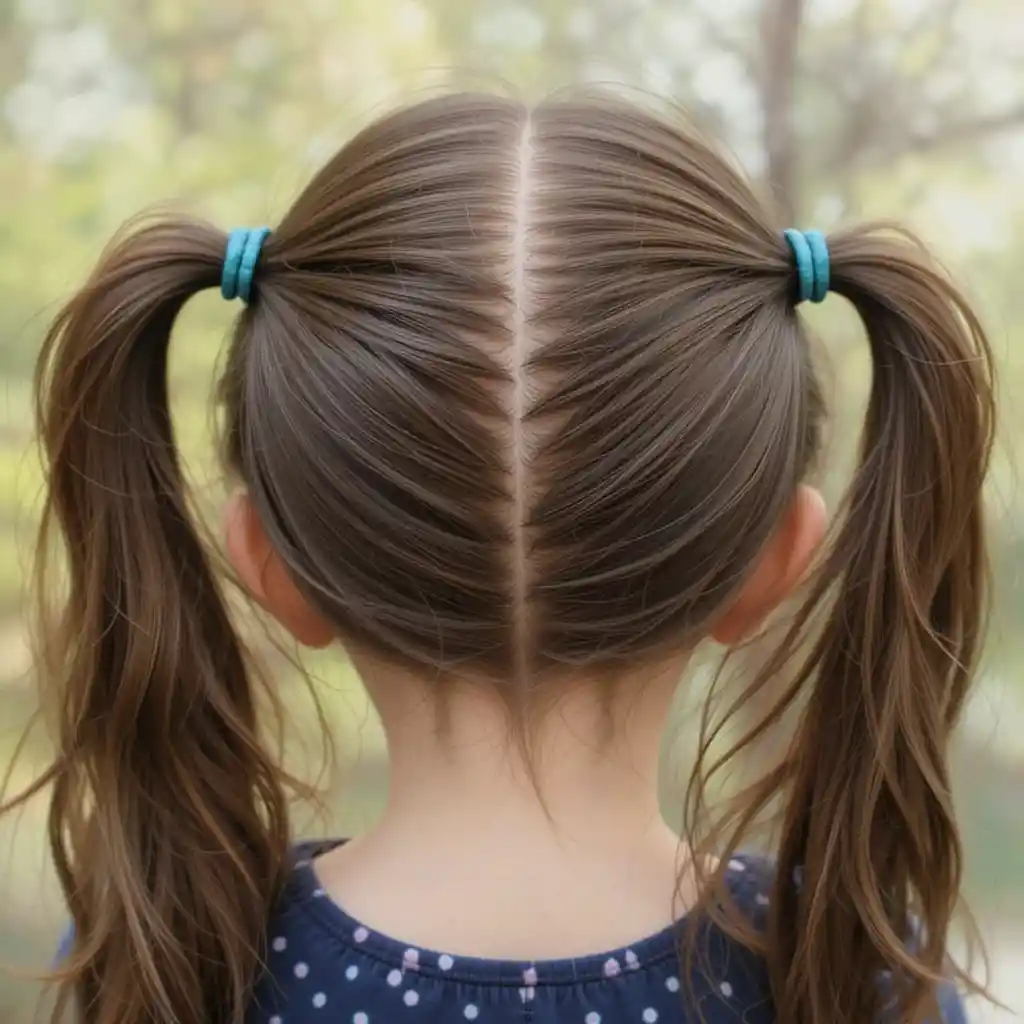 Zigzag Parting with Pigtails